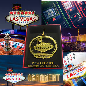 What Happens in Vegas Welcome Sign Ornament Brass